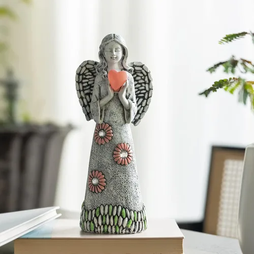 Miniatura 2 de Estatua de ángel solar Rezpuao - Escultura de jardín con decoración de resina para patio, césped, porche - Regalo de inauguración de casa, 10.03