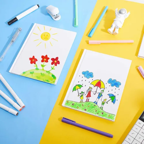 Miniatura 7 de Henoyso 50 libros blancos de tapa dura en blanco para que los niños escriban historias, 40 páginas de 6 x 8 pulgadas, cuaderno de bocetos en blanco