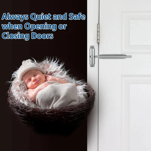 Miniatura 6 de 2 cierrapuertas automático de seguridad, bisagra de puerta de cierre ajustable para convertir puertas con bisagras en cierre automático, Negro