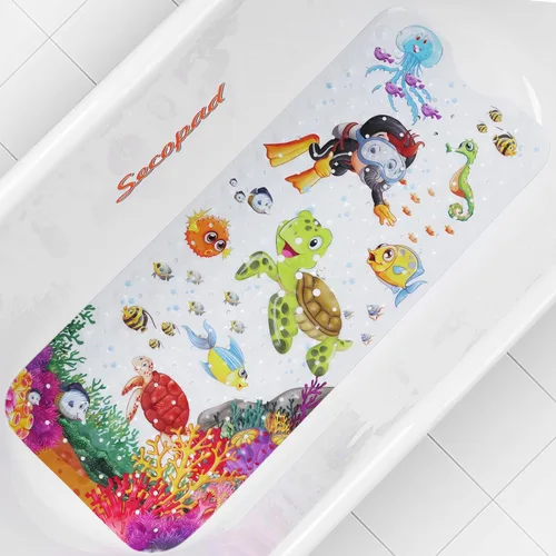 Miniatura 10 de Alfombra de baño antideslizante para bañera y ducha, lavable a máquina, antideslizante, con dibujos animados, con agujeros de drenaje y ventosas