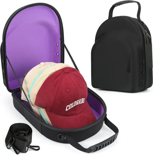 Miniatura 11 de GERMUN Funda rígida para gorra de béisbol, funda de viaje con correa ajustable para el hombro, funda para 12 gorras de béisbol, perfecta para viajes