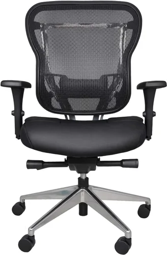 Miniatura 9 de Oak Hollow Furniture Aloria Series - Silla de oficina ergonómica ejecutiva para computadora, cojín de asiento de piel auténtica, respaldo de malla