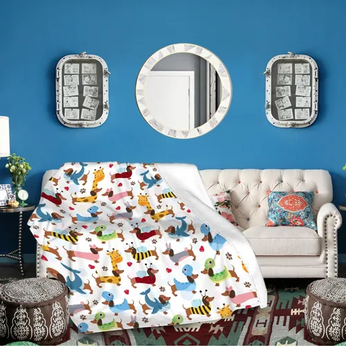 Miniatura 6 de Linda manta de franela de perro salchicha para niños, adultos, adecuada para sofá, cama, campamento, viajes, todas las estaciones, 30 x 40 pulgadas