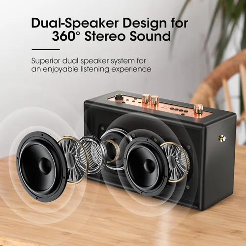 Miniatura 2 de Máquina de karaoke, altavoz de diseño retro con 2 micrófonos inalámbricos para adultos y niños, sistema de karaoke portátil para fiesta en casa