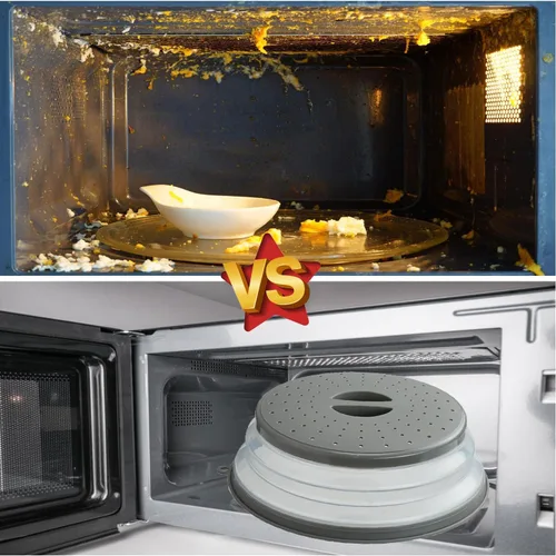 Miniatura 3 de Cubierta para salpicaduras de microondas ventilada para alimentos, protector de salpicaduras y colador de cocina para frutas y verduras, cubierta