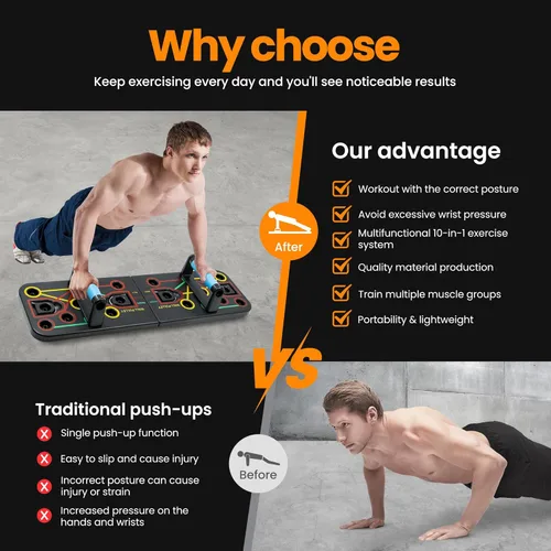 Miniatura 2 de Tabla de flexiones, gimnasio en casa, equipo de fitness portátil, barra de pilates Negro-2