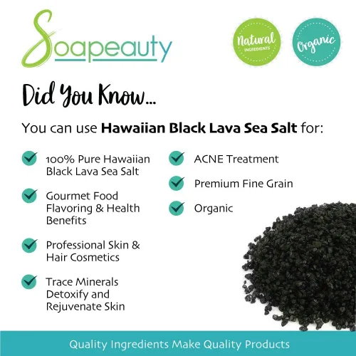 Miniatura 4 de Sal marina negra hawaiana 100% natural orgánica Gran sal de acabado gourmet y perfecta para cosméticos profesionales de piel, cabello y baño