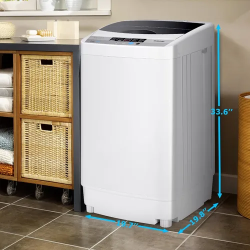 Miniatura 8 de RELAX4LIFE Lavadora completamente automática, lavadora compacta de 12 libras de capacidad con 10 programas, 8 niveles de agua, pantalla LED y bomba