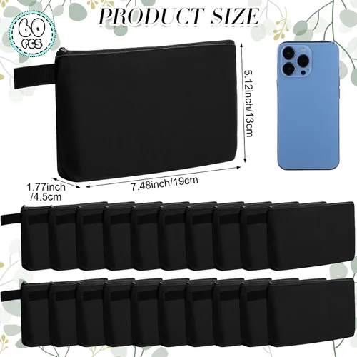 Miniatura 2 de Reginary Bolsa de maquillaje de lona a granel, bolsa de cosméticos de viaje versátil en blanco con cremallera para mujer, bolso de manualidades