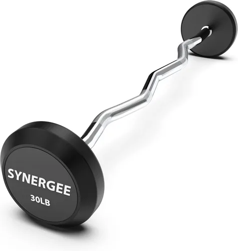Miniatura 8 de Synergee Barra Fija Easy Curl Barra de Acero Curvada Pre-Ponderada con Pesas de Goma - Peso Fijo