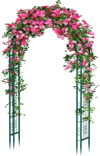 Miniatura 10 de Arbuxzuy Arco de Jardín de Acero de 102 pulgadas Pérgola Enrejado para Plantas Trepadoras Exterior, Patio, Arco de Jardín Ancho Resistente Duradero