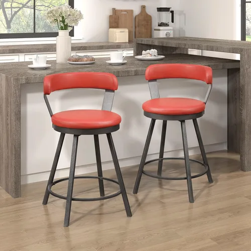 Miniatura 17 de Lexicon Ruthie - Juego de 2 taburetes giratorios para encimera de cocina con respaldo, 25.5 pulgadas de altura de asiento de 25.5 pulgadas, sillas