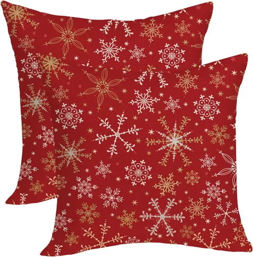 Miniatura 11 de Fundas de almohada navideñas de 18x18 pulgadas, paquete de 2, cuadros búfalo rojo y negro con ciervo, fundas de almohada decorativas, decoración