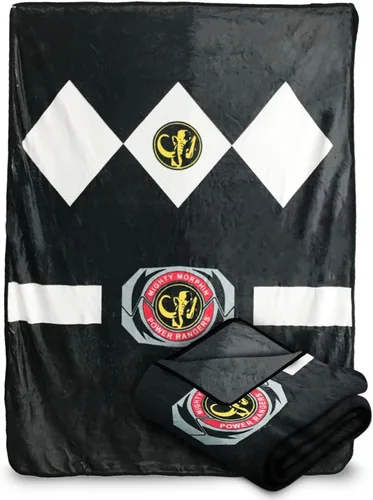 Bazillion Dreams Mighty Morphin Power Rangers Black Ranger - Manta de forro polar suave, mide 45 x 60 pulgadas
