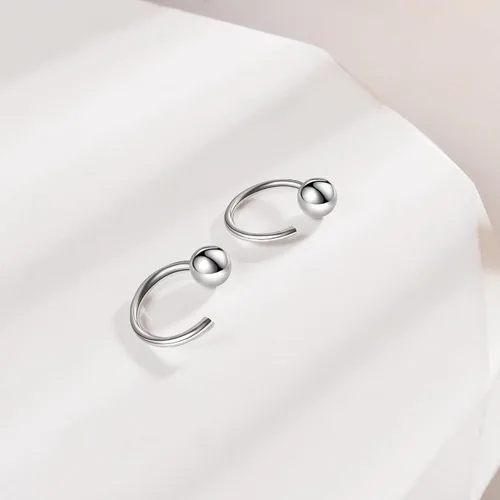 Miniatura 4 de Aretes de medio aro, aretes de aro pequeños de plata de ley 925 de bola, barra, estrella, luna, corazón, cruz, punto, triángulo, aretes