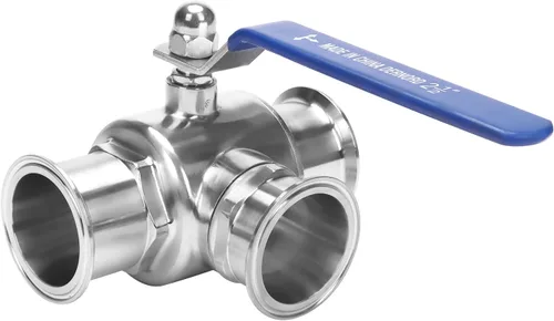 Miniatura 11 de DERNORD Válvula de bola sanitaria de tres abrazaderas de 1.5 pulgadas, válvula de bola de 3 vías T-Port de acero inoxidable 304, revestimiento