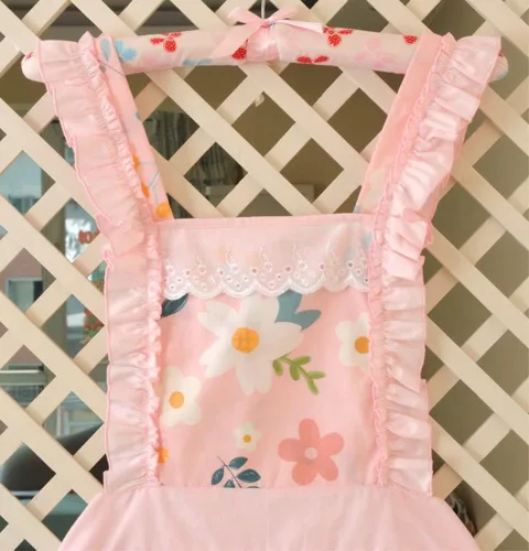 Miniatura 2 de CRB Fashion Delantal para mujeres para cocinar y hornear Delantales de chef de cocina para damas, mujer, con bolsillo Floral rosa