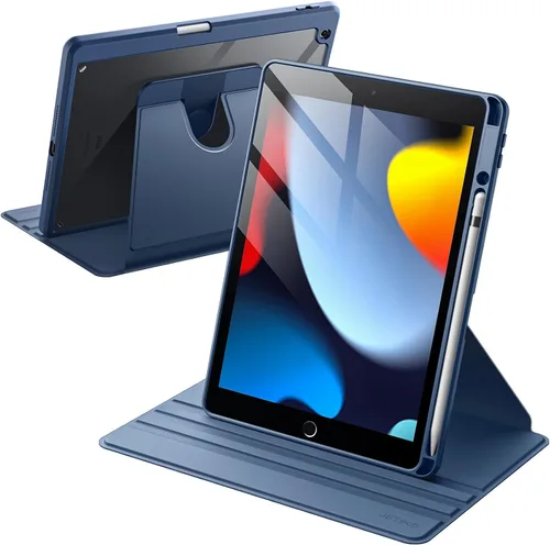 Miniatura 11 de JETech Funda giratoria para iPad 9/8/7 (10.2 pulgadas, modelo 2021/2020/2019, 9ª/8ª/7ª generación) con soporte para lápiz, rotación de 360 grados