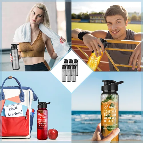 Miniatura 6 de Pinkunn 12 Pcs Employee Appreciation Gifts Thank You Water Bottles Bulk 24 oz Team Inspirational Gifts Reusable Plastic Sports Bottles with Lids for