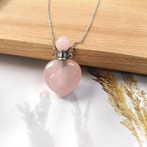 Miniatura 28 de Perfume Bottle Necklace Heart Shape, Amethyst Necklace Healing Crystal for Women, Essential Oil Diffuser Bottle Necklace Jewelry for Liquid