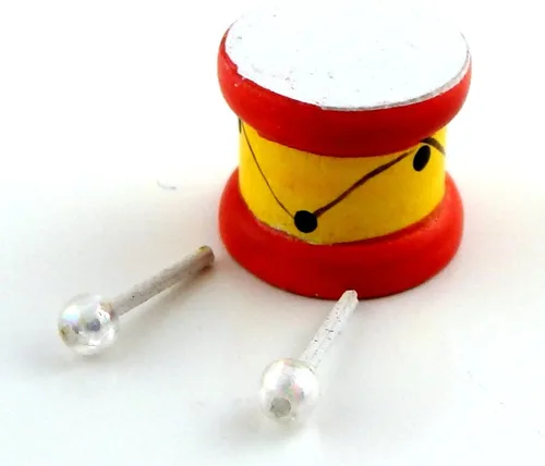 Miniatura 2 de Casa de muñecas miniatura escala 1:12 3 piezas tambor con palos Set #M6066
