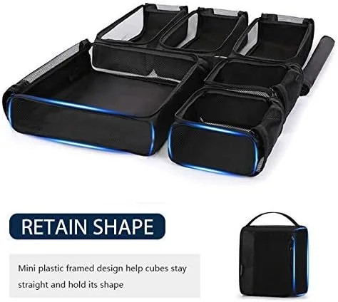 Miniatura 2 de BAGSMART - Juego de 7 cubos de embalaje para artículos esenciales de viaje, bolsas organizadoras ligeras de equipaje con bolsa para zapatos