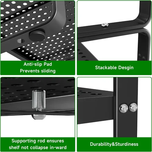 Miniatura 4 de Estante organizador de gabinete de cocina expandible, estante de metal resistente para especias apilable, estante de almacenamiento para gabinete