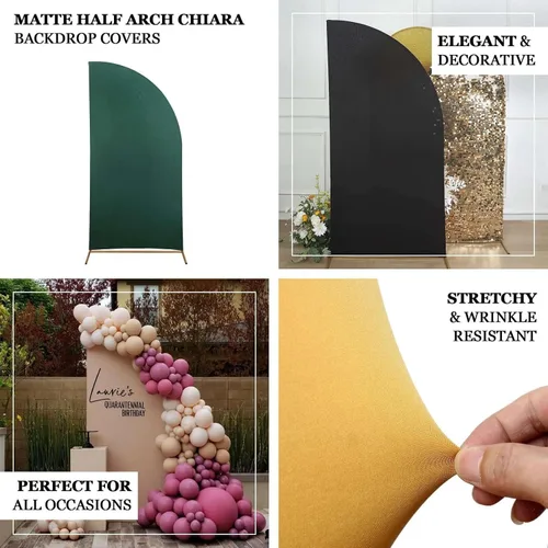 Miniatura 4 de Efavormart - Juego de 4 fundas de elastano beige para arco de media luna, fundas de telón de fondo Chiara de 2.5 pies a 7 pies para escenarios