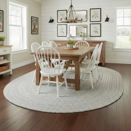 Miniatura 52 de Super Area Rugs Farmhouse - Alfombra trenzada de algodón reversible para cocina, gris y blanco, 4 x 6 pies, ovalada