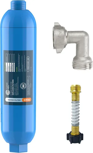CRYSTALA Filtro de agua para vehículos recreativos/caravana, filtro de agua en línea que reduce eficazmente mal sabor, olores, cloro y sedimentos