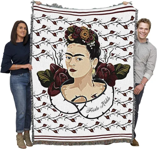 Miniatura 11 de Pure Country Weavers Frida Kahlo - Manta de mujer hermosa – Tapiz de regalo tejido de algodón – Fabricado en los Estados Unidos (72 x 54 pulgadas)