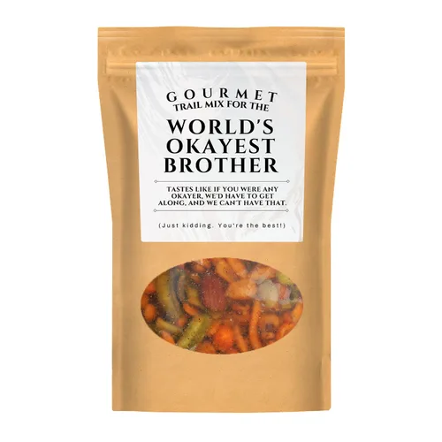 Miniatura 6 de Kepperton Okayest Brother Trail Mix - Snacks gourmet para hombre, cesta de regalo divertida para hermano, regalo divertido para hermanos de hermana