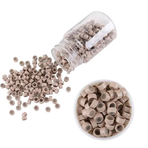 Miniatura 13 de 500 anillos de silicona con microeslabones de 0.197 in para extensiones de cabello, herramientas de microenlaces de aluminio para extensiones