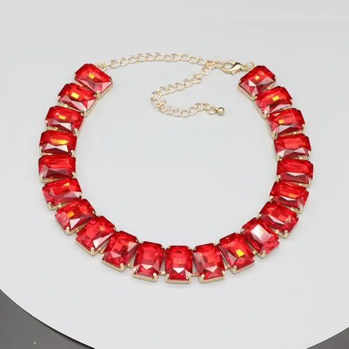 Miniatura 5 de Gargantilla de cristal con diamantes de imitación para mujer, pieza de declaración de esmeralda, collar de cadena dorada con cuello de cristal