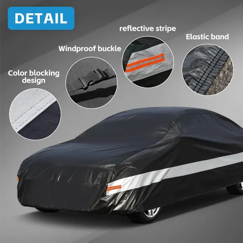 Miniatura 3 de Funda para Automóvil de 10 Capas Impermeable para Todo Clima para Coupé Hatchback, 100% Impermeable Fundas para Automóvil de Exterior Ajuste
