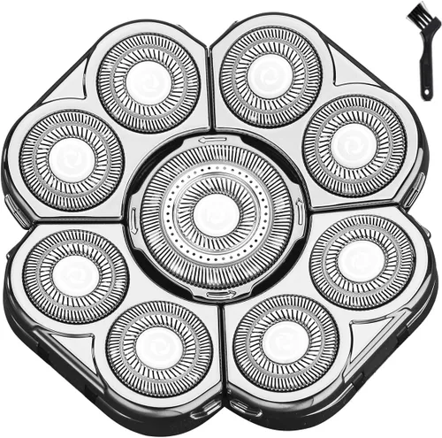 Miniatura 9 de Cabezal de repuesto para afeitadora de cabeza de 7 cuchillas, cabeza de cuchilla de repuesto universal para hombres (7D plateado)