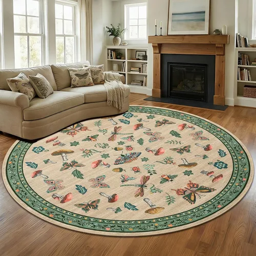 Miniatura 54 de ROYHOME - Alfombra con diseño de hongos e insectos, para pasillos, cocina o baño, antideslizante, lavable, suave, larga, 2 x 6, beige