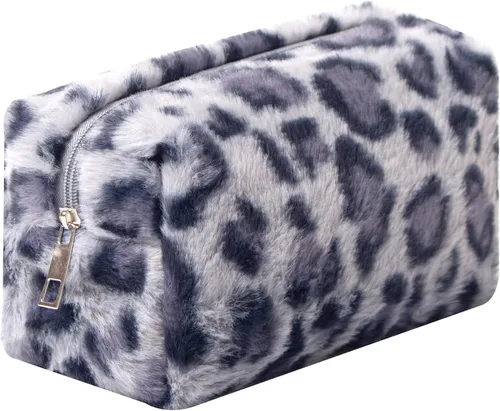 Miniatura 13 de Bolsa de Maquillaje a Cuadros de Felpa Bolsa de Cosméticos Estética a Cuadros Bolsos de Mano Lindos con Cremallera Bolsa de Viaje para Artículos