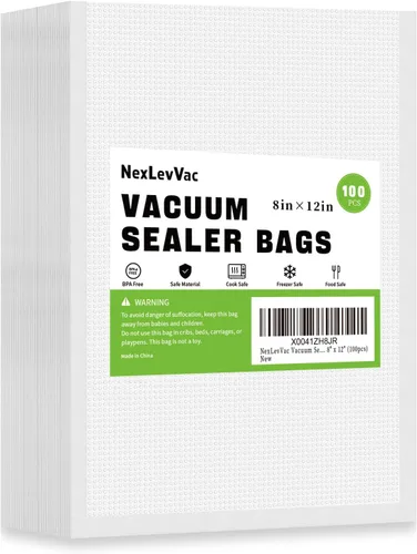 100 Bolsas selladoras al vacío - 8 x 12 pulgadas, grado comercial resistente para Food Saver, Seal a Meal, Sous Vide, preparación de comidas,