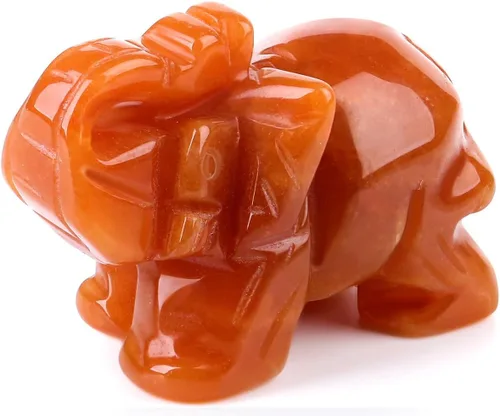 Miniatura 8 de QINJIEJIE Cristales de jade amarillo, decoración de elefante, bonitas piedras de escritorio, figurita, gemas naturales, decoración de la suerte