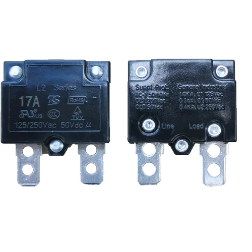 Miniatura 2 de 2 unids 17A 125/250Vac 50Vdc reinicio automático relé fusible interruptor térmico interruptor interruptor circuito protector de sobrecarga