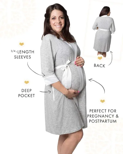 Miniatura 3 de Kindred Bravely Pantalones deportivos de maternidad para uso diario negro XXL y bata de maternidad y lactancia Emmaline gris XXLXXXL