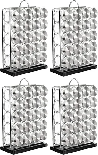 Miniatura 8 de Amazon Basics Estante organizador de especias de 20 frascos, color plateado