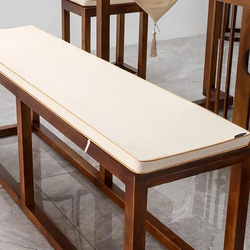 Miniatura 14 de Cojín personalizable para banco, de espuma de alta densidad con memoria, de lino lavable, antideslizante para zapatero, ventana, piano, comedor Gris
