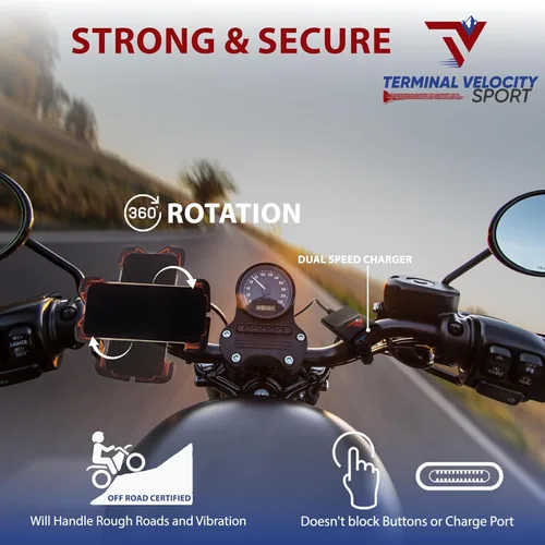 Miniatura 7 de Soporte de teléfono para motocicleta con cargador USB (3.25-7 pulgadas), soporte impermeable para teléfono celular para motocicleta, ATV, moto