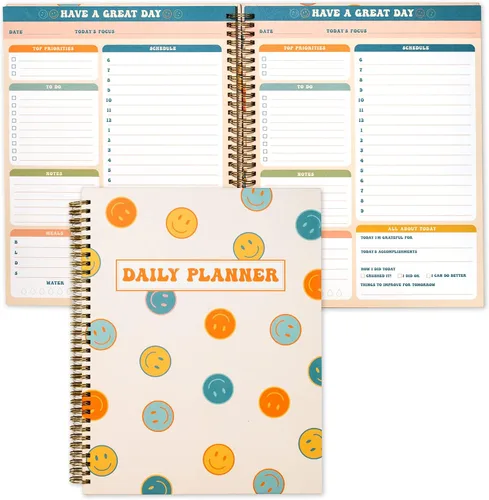 Miniatura 7 de Agenda Linda de Lista de Tareas, Cuaderno Sin Fechas, A4 de Tapa Dura en Espiral Retro, Cuaderno Estético Diario para Estudiantes, Niñas y Rosa Retro