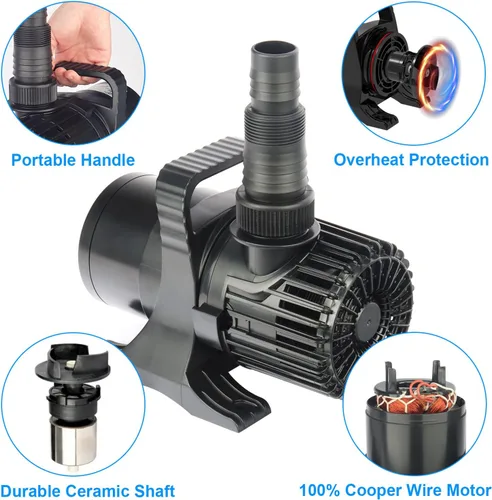 Miniatura 8 de OYO WATER Bomba de Estanque Externa Grande 4700gph-250W 10M Fuente de Agua y Kio Fuente de Peces & Bomba de Jardín Sumergible IPX8: Cable Largo