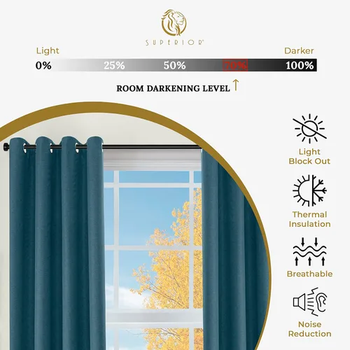 Miniatura 3 de Superior Cortinas opacas, aisladas, cortinas con bloqueo solar para dormitorio, sólidas, texturizadas, ventana de sala de estar, tejido térmico