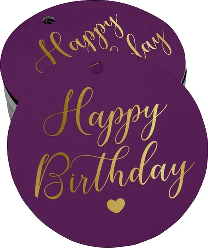 Miniatura 53 de Etiqueta de papel para colgar con texto en inglés «Happy Birthday» (50 unidades)