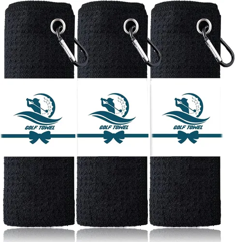 Miniatura 17 de FINGER TEN Toalla de golf de microfibra para bolsas de golf para hombres y mujeres con clip de 15.7 x 15.7 pulgadas, juego en gris, negro, azul